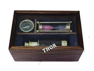 Best Item Nautical Telescope Full Brass Telescope Spyglass Compass <b>Sand</b> Timer Handcrafted Wooden Box High Quality Binoculars - Product Image 6