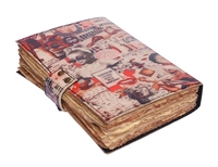 Journal en cuir véritable fait à la main imprimé Journal rouge rétro Collage affiche conception 120 Deckle bord Vintage papier cahier carnet de croquis