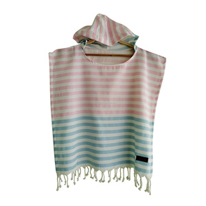 Hooded Pestemal Turkish <b>Towel</b> Beach Pool <b>Poncho</b> for All Sizes Hollywood Green/Orange Hooded Kids <b>Poncho</b> Collection - Product Image 2