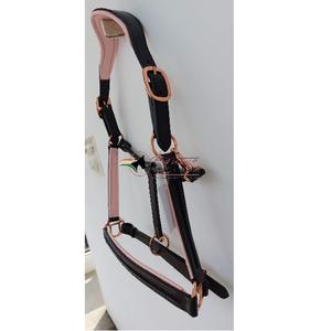 เชือกคล้องคอหัวนักขี่ม้าคุณภาพสูงมีช่องว่างบนแก้มจมูกพร้อมแผ่นรองหนังแท้สีเขียว - Product Image 1