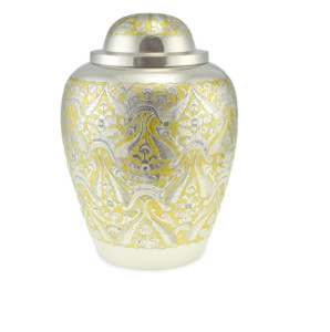 Urnas de cremación para adultos de latón clásicas de alta calidad con hermoso color verde y acabado de peltre en tiras. - Product Image 3