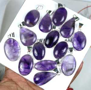 Naturel incroyable Trapiche Améthyste Pierres Précieuses Argent Superposition Lunette Pendentif - Product Image 4