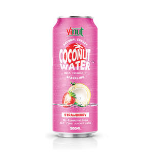 100% Eau de coco pétillante naturelle avec fraise 500ml pour VINUT Purée sans sucre à faible teneur en matière grasse en bouteille - Product Image 1