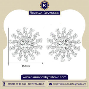 Belles boucles d'oreilles en or blanc 10 carats avec diamant de conception solitaire de haute qualité du fabricant Maharashtra - Product Image 3