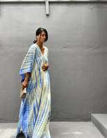 Robe d'été en rayonne pour femmes Beach Layer Boho Hippie Maxi Dress Tie Dye Caftan Dress