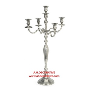 Silver Metal <b>Candelabra</b> for Wedding Centerpiece Nickel Plated Metal Tall Floor & Entryway Decoration Handmade <b>Candelabra</b> - Product Image 1