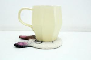 Posavasos de fieltro con forma de gato de lana Natural 100% hecho a mano, origen de Nepal, olla caliente, cocina amigable, decoración del hogar - Product Image 2