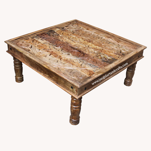 Mesa de centro de madera tallada a mano para el hogar y la sala de estar, muebles grandes y contemporáneos, muestra gratis, de alta calidad, venta al por mayor, India - Product Image 3