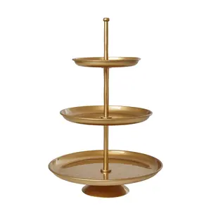 Wedding Party Decoration Gold Plated 3 Tier cake Stand