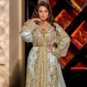 Vestido elegante de caftán de trabajo, bordado de DABKA, cuentas de cristal, trabajo de piedra de vidrio para fiesta, 2022 - Product Image 1