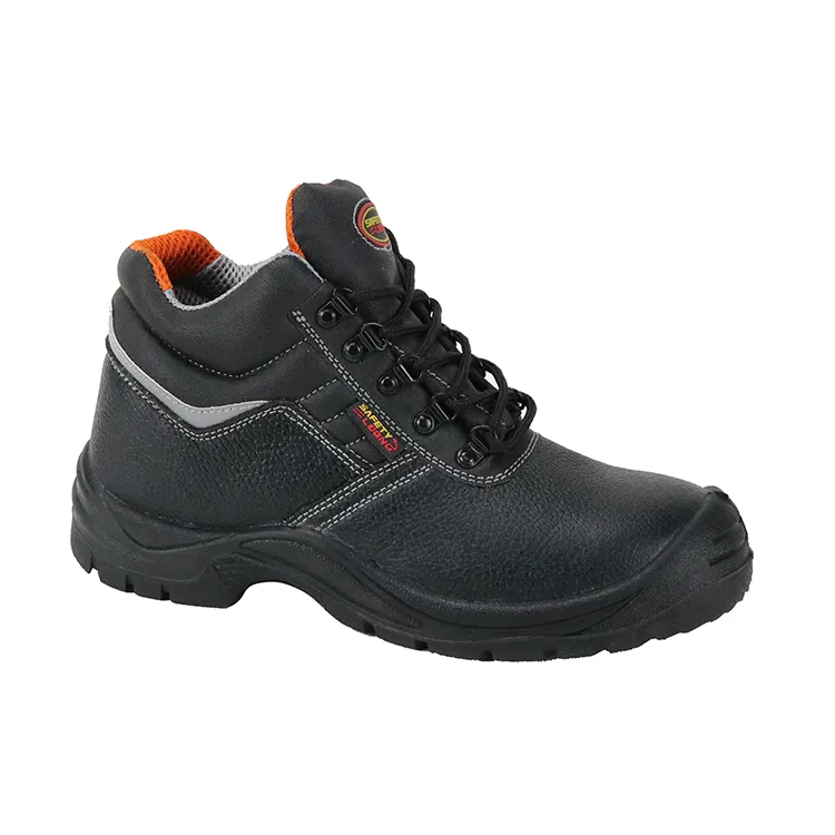 Middle cut black Genuine leather waterproof lightweight steel toe Industrial Safety shoes