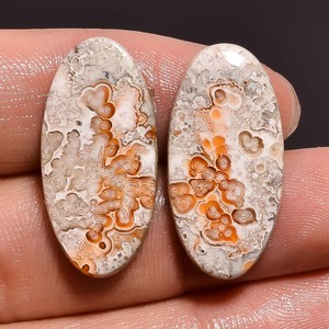 1 paire de pierres naturelles en Agate pour femmes, bijou de forme ovale, couleur rouge, - Product Image 1