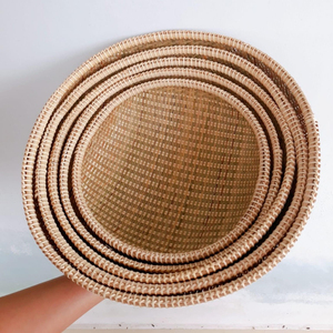 Plateaux de service traditionnels du Vietnam, luminaires en bambou tissés, de forme ronde, pour aliments de base, pour la cuisine, décoration de la maison, 12 pièces - Product Image 2