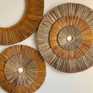 Conjunto de arte de pared tejido para decoración del hogar, cesta de mimbre colgante, redonda, de algas marinas, Bohemia, hecho en Vietnam - Product Image 4