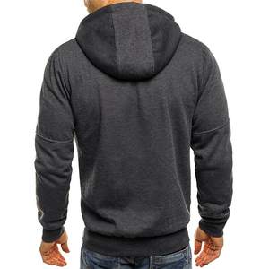 Último diseño de sudaderas con capucha de los hombres de color gris de manga larga con cremallera hasta Slim Fit sudaderas con capucha de los hombres con diseño personalizado - Product Image 4