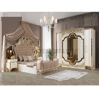 Ensemble de meubles de chambre à coucher Royal Master pour villa, style palais, avec armoire, ensemble de chambre à coucher de luxe avec lit king size