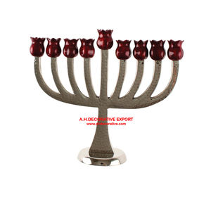 9-Light <b>Square</b> Menorah <b>Candle</b> Stand Unique Purple Metal Design Eco-Friendly Handmade Customizable Logo Table Decoration Hanukah - Product Image 5