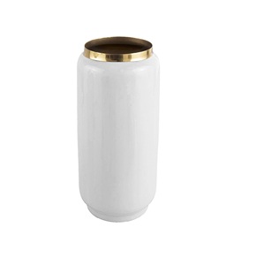 เหล็กแจกันเหล็กสีขาวที่มีขอบทอง L D. 15ซม. ความสูง: 27ซม. - Product Image 1
