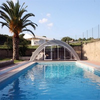 Hohe Qualität Bogen Polycarbonat Versenkbare Dach Abdeckung Outdoor Pool Bildschirm Gehäuse