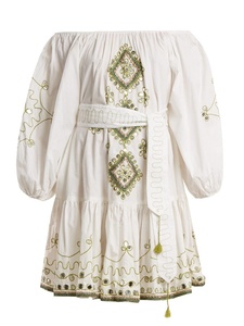 Nouvelle robe en coton sans bretelles Boho Chic tunique à la mode femmes complexe main Sequin embelli dame robe brodée - Product Image 5