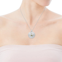 Pendentif en pierre précieuse verte péridot naturelle, charme en argent sterling S925, collier avec chaîne de 18 pouces, cadeau classique et raffiné, bijoux délicats