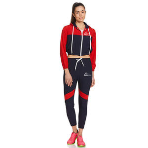 Ensemble survêtement à capuche et pantalon pour femme, haut court, couleurs rouge et bleu, vente en gros, nouvelle collection 2020 - Product Image 1