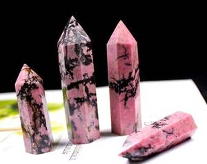 Rhodonite <b>Crystal</b> Tower Hand Polished Pink Black Gemstone Point Decorative Display Stone for Meditation and Collectors - Product Image 5