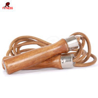 Cuerda para Saltar de Cuero con Alambre de Acero, Mango de Madera, Goma y PVC, Personalizable, Duradera, para Entrenamiento de Velocidad, Ejercicio y Fitness, de Alta Calidad