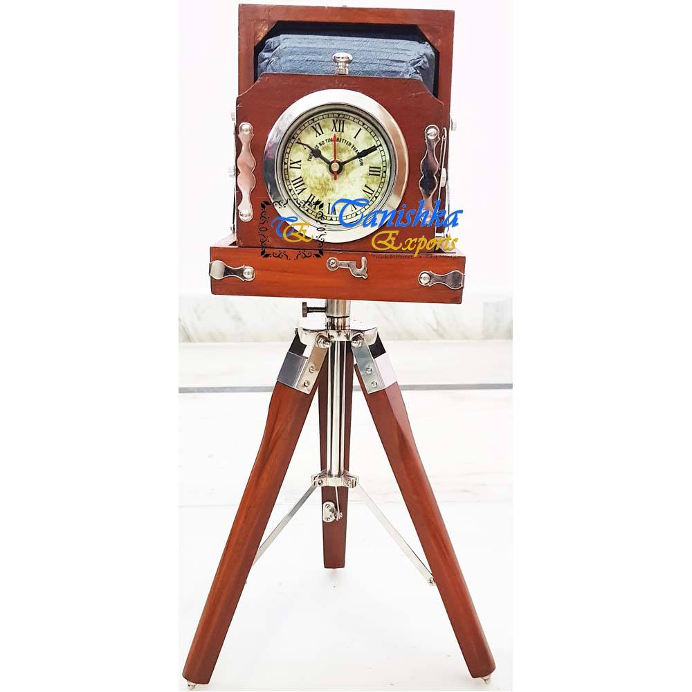 Antique Brass & Natural Wooden Antique