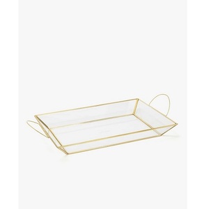 Elegant and Stylish <b>Wedding</b> Decorating Mirror Tray High on Demand Gold Color Top Quality <b>Chocolate</b> Serving Tray With Handle - Product Image 1