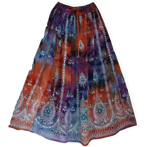 Wholesale Hot Selling Ladies Indian Boho Hippie Gypsy Long Sequin Skirt Belly Dance Sequin Long Skirt