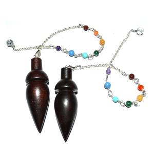 Pendules de chakra en bois de rose pour la méditation et l'énergie positive pierre précieuse Reiki cône de guérison pendule pendule de radiesthésie - Product Image 1