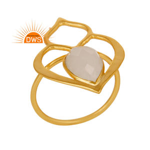 Rainbow <b>Moonstone</b> Ring Gemstone Jewelry Wholesale 18k Gold Plated 925 Silver Art Deco Style Ring Classic Collection - Product Image 1