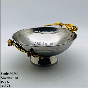 ชามโลหะสำหรับเสิร์ฟของตกแต่งโต๊ะชามโลหะแบบ2ส่วนสำหรับใช้ในโรงแรมแบบอินเดียใหม่หรูหรา - Product Image 4