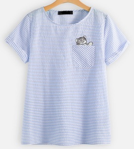 Damen gewebtes Seer sucker Garn gefärbt besticktes T-Shirt aus Bangladesch Damen bekleidung Einzigartige Kollektionen Erschwing licher Preis