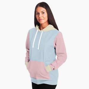 Sudadera con capucha de lana para mujer, Jersey de dos tonos con bolsillos delanteros y bolsillos delanteros, capucha de bloque - Product Image 3