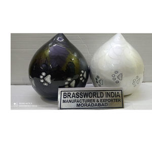 Patte en laiton pour animaux de compagnie, noir et blanc, larme de crémation, urne, fournitures funérailles, brasworld, inde - Product Image 1