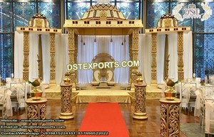 Último Modelo de Mandap para Bodas Estilo Bollywood, Mandap Dorado para Bodas Hindúes, Elegante Mandap Indio Zermani para Bodas en Reino Unido, España y Canadá - Product Image 3