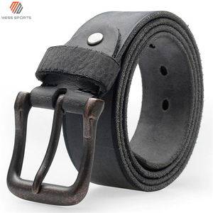 Cinturón unisex de metal con hebilla lisa – Cinturón de cuero vacuno sólido para hombres y mujeres, cinturón de moda con diseño de agujeros elegantes - Product Image 3