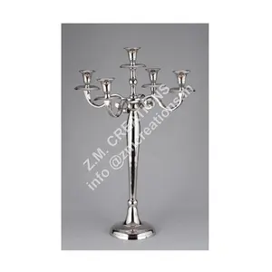 Antique Design Crystal Tea Light Candle Holder Votive Hot Selling Trending Silver Candelabra 60cm Size Trendy Item
