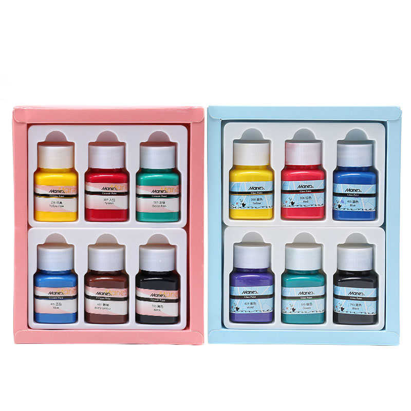 Marie's 30ml 6 colours glass ceramic paint set diy acrylic paint for glass porcelain vases hand-painted