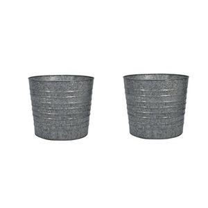 Boîte d'rabotteuse de vitres en métal galvanisé, conteneur rond et court, bac à plantes décoratives en métal - Product Image 1