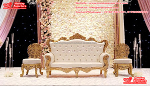 รอยัลไวท์โกลด์สไตล์อิตาลีเฟอร์นิเจอร์เวทีแต่งงานแกะสลักด้วยมือเจ้าสาวเจ้าบ่าวชุดโซฟางานปาร์ตี้ธีมความรักขายส่ง - Product Image 5