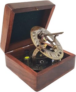 Brújula de Sol Antigua de Latón, Regalo para Barco Marino, Reloj de Sol de Bolsillo, Reloj de Sol Pirata con Caja, Brújula de Sol - Product Image 4