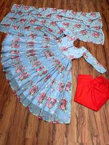 Kurti décontracté en georgette pour femmes pour les fêtes Kurti indien long de créateur pour femmes Kurti indien à manches longues pour femmes avec dupatta - Product Image 5