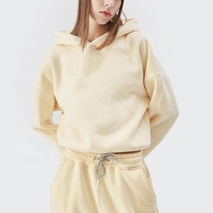 Sudadera con capucha recortada de algodón Unisex personalizada al por mayor Tendencia Invierno Color sólido Chorlito cuello con capucha accesorio de moda para mujer - Product Image 2