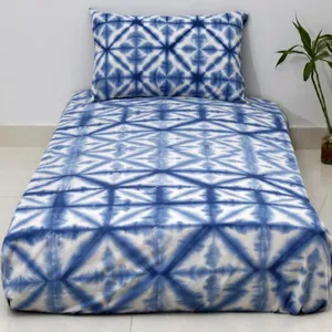 Indigo indian hand dyed for living room comfortable bedspread with a pillow cover 100% cotton tie dye bedspread set