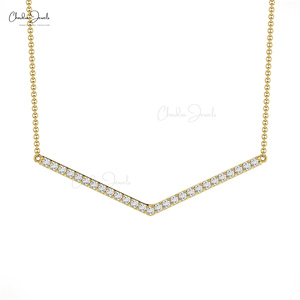 เครื่องประดับ2024ดี0.14สร้อยคอเชฟรอนเพชรธรรมชาติ CTW สำหรับผู้หญิง14K สีทองปูพื้นสร้อยคอขายส่งสุดพิเศษ - Product Image 3