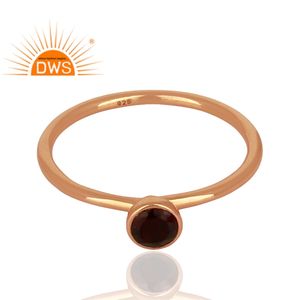 925 Sterling <b>Silver</b> Rose Gold Plated Natural <b>Garnet</b> Gemstone Stackable <b>Ring</b> For Women Jewelry Manufacturer - Product Image 3