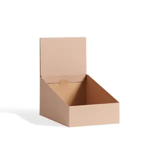 Estante promocional listo para embalaje, caja de exhibición de cartón plegable pdq, contador de plantilla